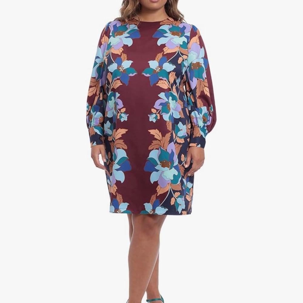 Donna Morgan Women's Long Sleeve Shift Dress